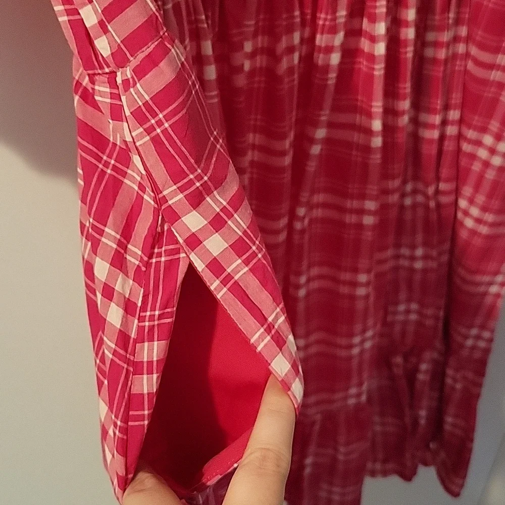 torrid Red Plaid Button-Front Tiered Dress - Picture 5 of 15